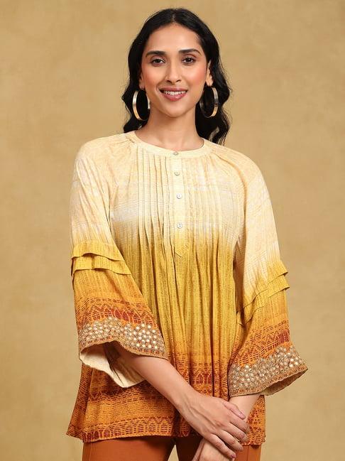 label ritu kumar yellow embellished top