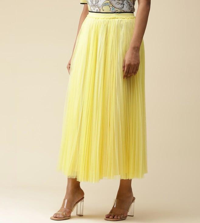 label ritu kumar yellow knitted pleated skirt