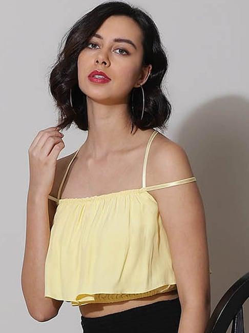 label ritu kumar yellow regular fit crop top