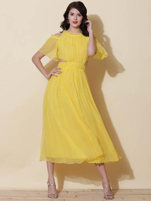 label ritu kumar yellow regular fit dress