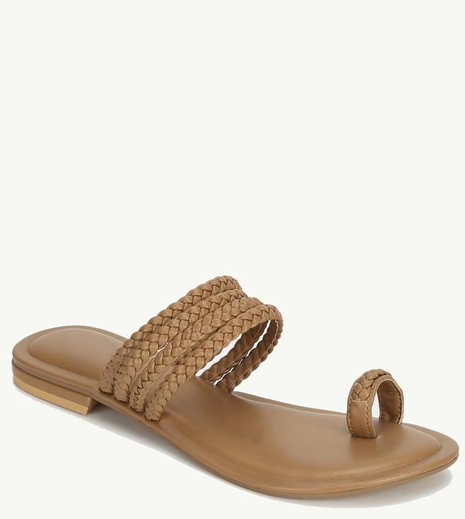 label sephyr tan braided mysaria kolhapuri flats