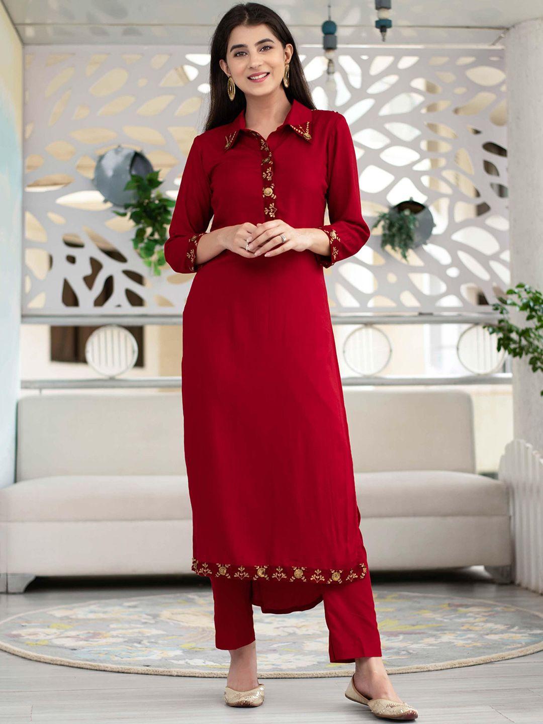 label shaurya sanadhya floral embroidered sequined kurta with trousers & dupatta