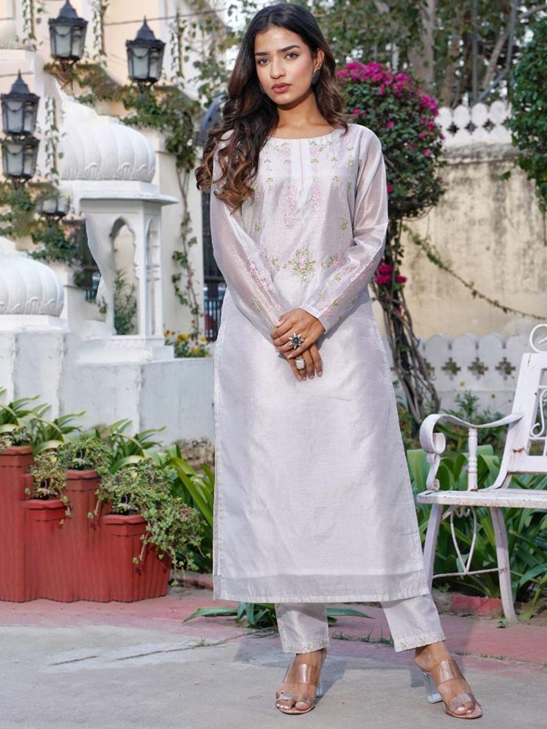 label tamanna rungta floral embroidered thread work kurta with trousers