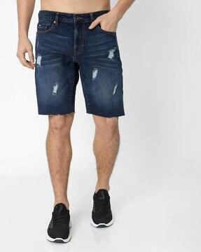 lacasa washed distressed slim fit shorts