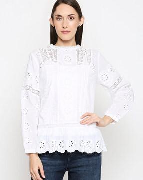 lace embroidered top with inner