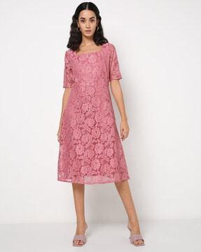 lace a-line dress with short sleeves
