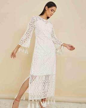 lace a-line dress with tassels