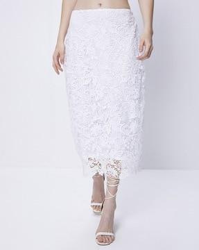 lace a-line skirt with elasticated waist