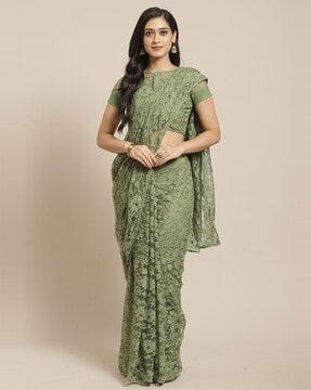 lace accent saree