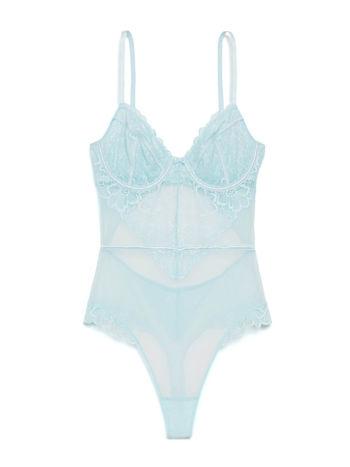 lace and mesh teddy - blue