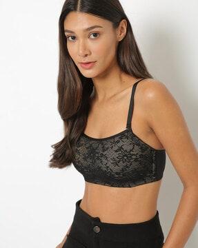 lace bandeau padded bra with detachable straps