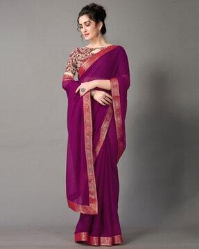lace-boardered saree with blouse piece