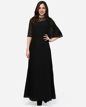 lace boat-neck gown dress