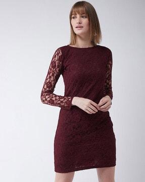 lace bodycon dress with zip closure