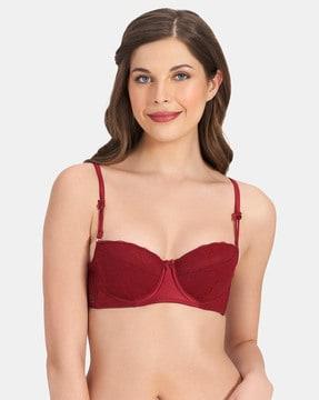 lace border t-shirt bra with adjustable straps