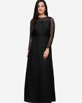 lace bracelet sleeves a-line dress