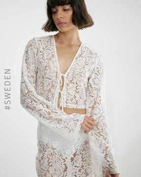 lace cardigan with tie-up