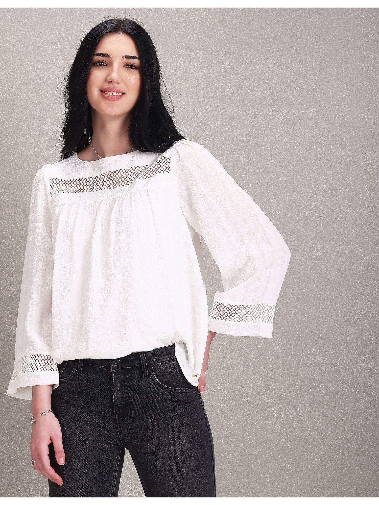 lace detail bell sleeve top