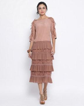 lace dress with ruffle detail