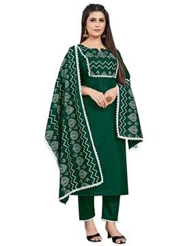 lace embroidered straight kurta & pants set