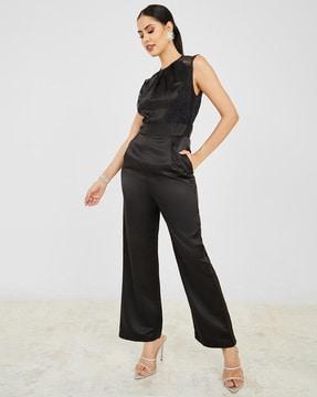 lace jumpsuit with insert pockets