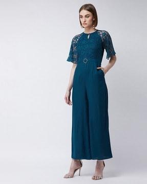 lace jumpsuit with insert pockets