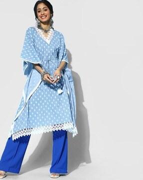 lace kaftan sleeve flared kurta