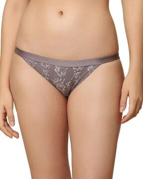 lace low-rise tanga briefs