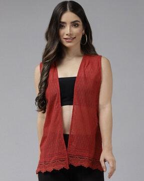 lace open-front shrug