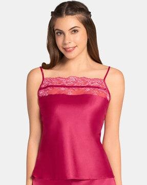 lace panelled camisole with adjustable straps