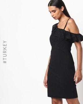 lace panelled dress with overlay