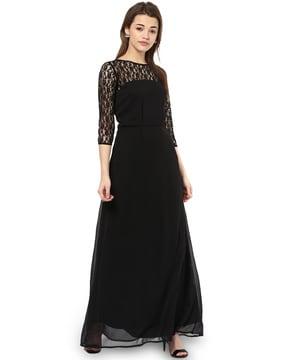 lace panelled gown dress