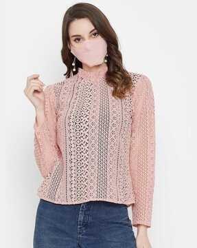 lace pattern blouson top