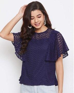 lace pattern top with bell sleeves