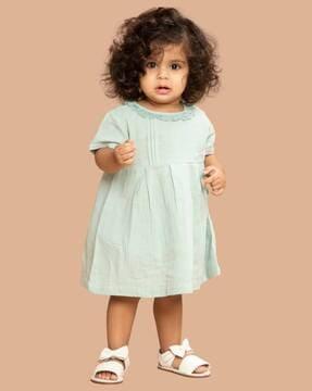 lace pleated a-line dress with bloomer