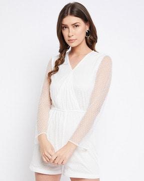 lace print full-length playsuit