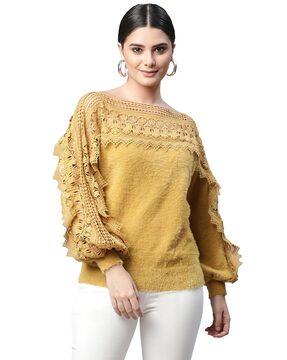 lace pullover with full-length sleeves