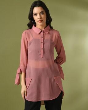 lace regular fit asymmetric tunic