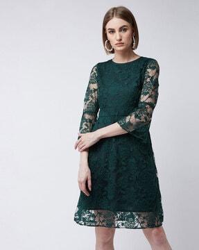 lace round-neck a-line dress