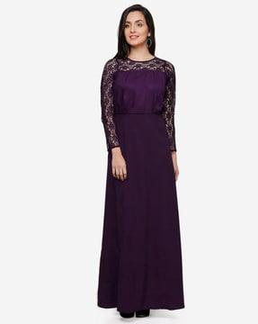 lace round-neck gown dress