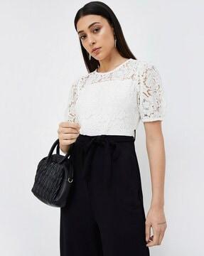 lace round-neck jumpsuit