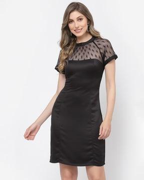 lace round-neck sheath dress