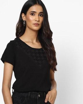 lace round-neck t-shirt