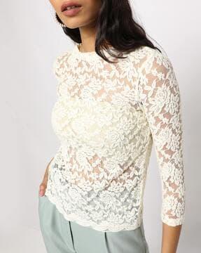 lace round-neck top