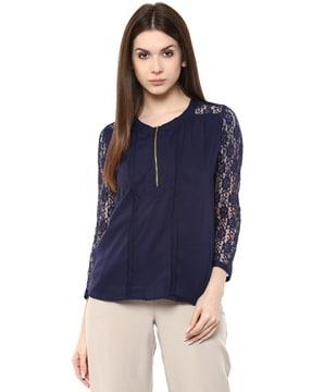 lace round-neck top