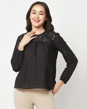 lace round-neck top