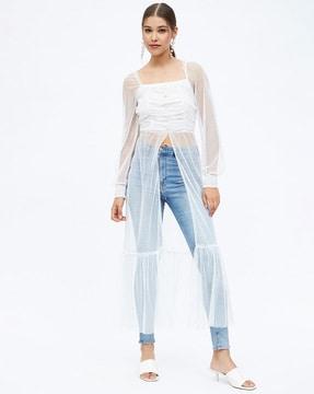 lace ruched crop top