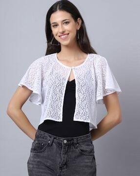 lace shrug with button closure