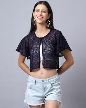 lace shrug with button closure