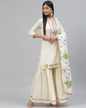 lace straight kurta set